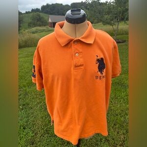 U.S Polo Assn polo shirt. Orange. Polo pony. Size Large. Blue logo